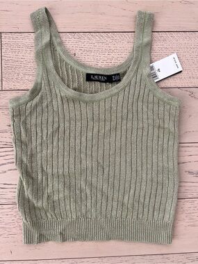 Lauren Ralph Lauren Light Olive metallic knit Tank Top